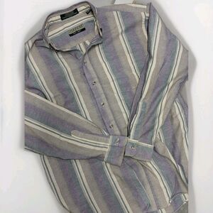 Vintage Grampacore Striped Oxford Button Front Shirt - Reed St James Large